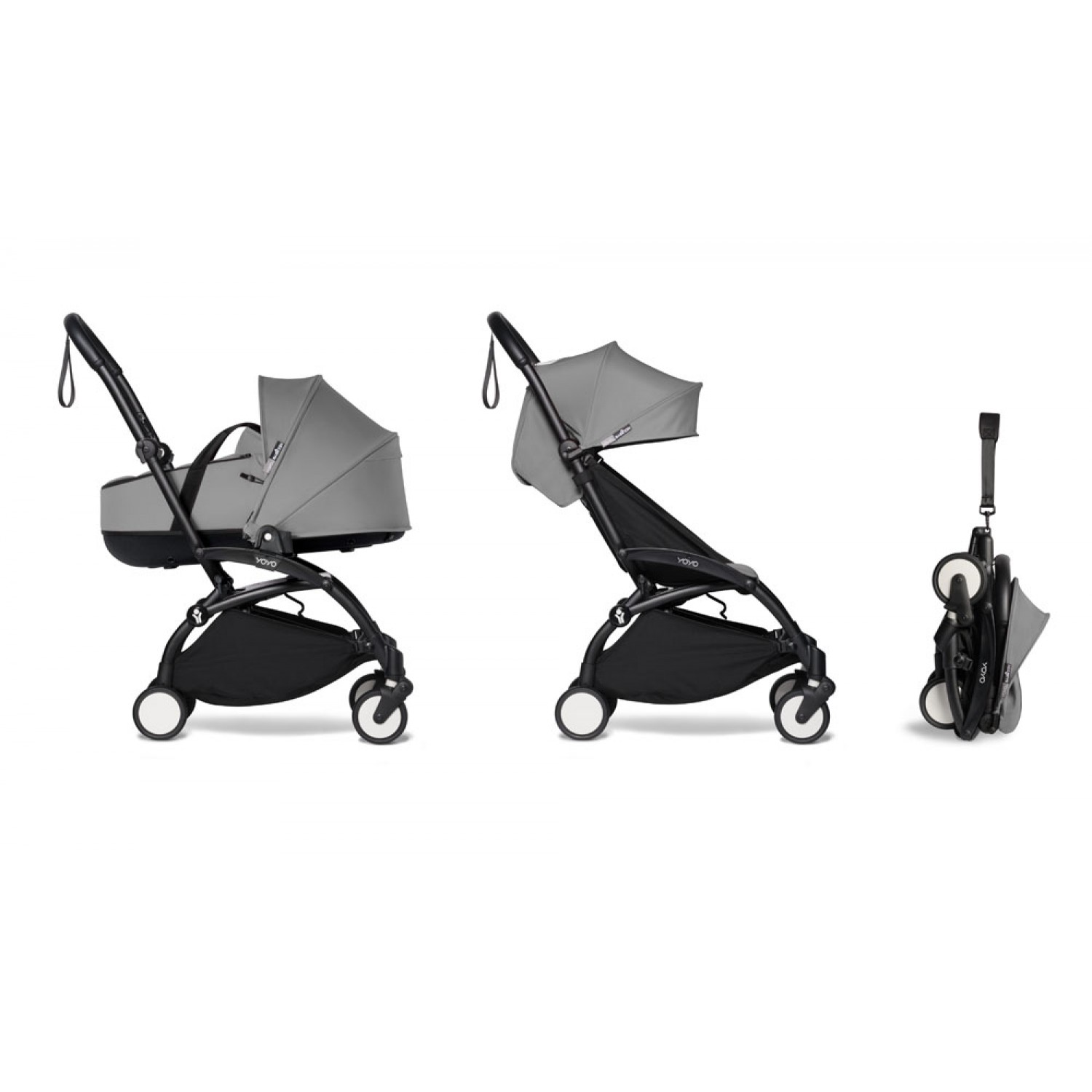 Complete BABYZEN stroller YOYO2 bassinet and 6+ Black Frame | Grey